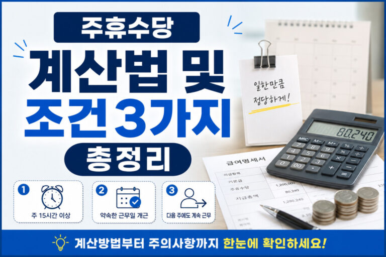 주휴수당 계산법 및 조건3가지 총정리